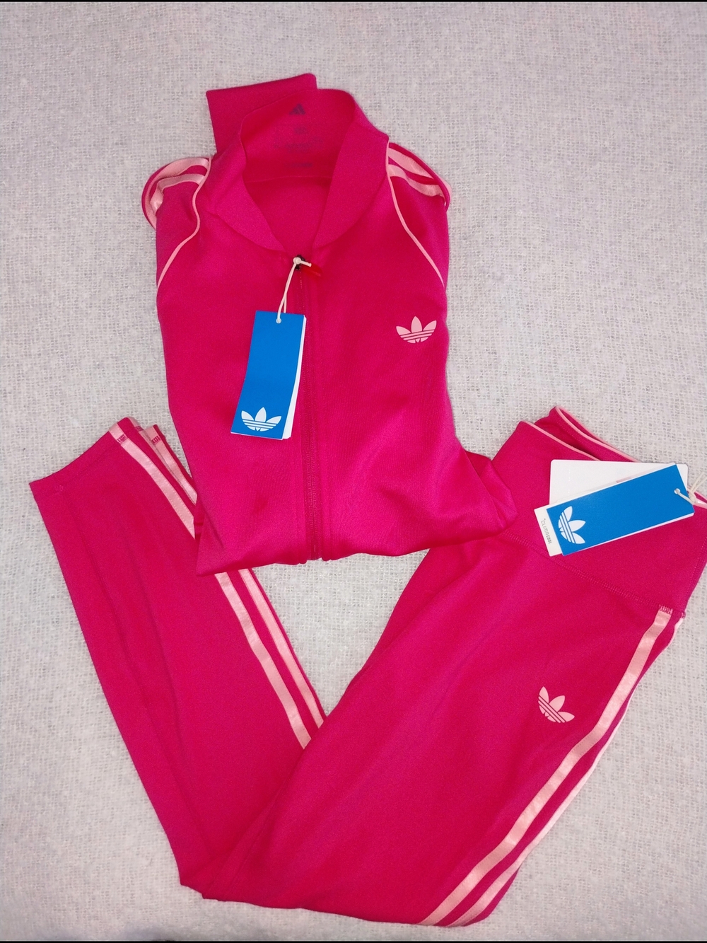 adidas Pink High-Rise 3-Stripe Leggings & sports Top Set
